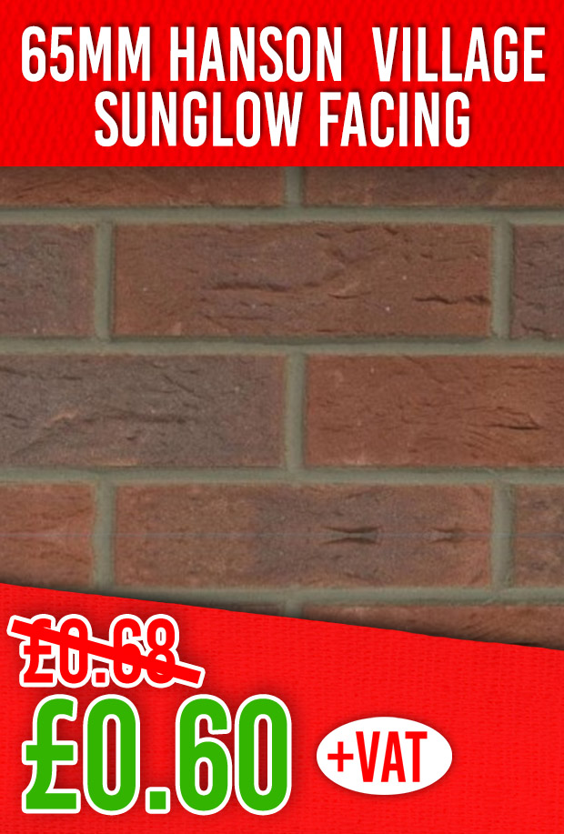 65mm Hanson Village Sunglow Facing Brick Now £0.60 per Brick
