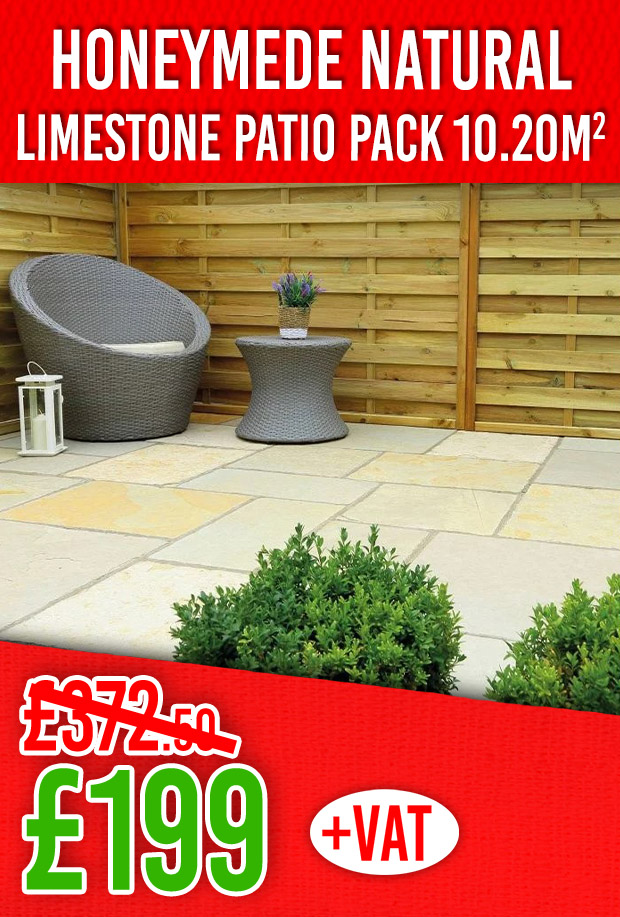 Honeymede Natural Limestone Patio Pack 10.2m2 Now only £199