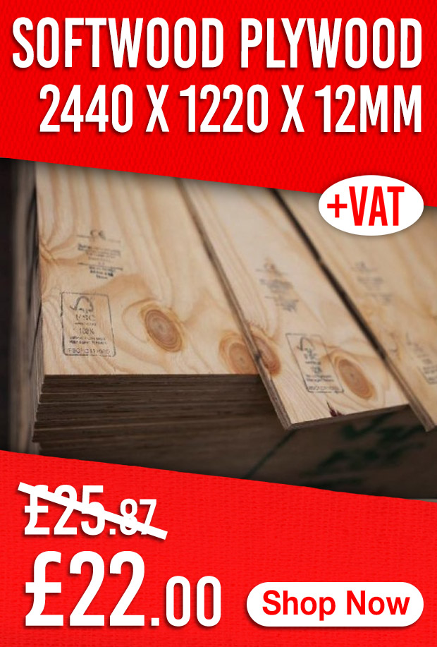 Softwood Plywood 2440 x 1220 x 12mm Now £22