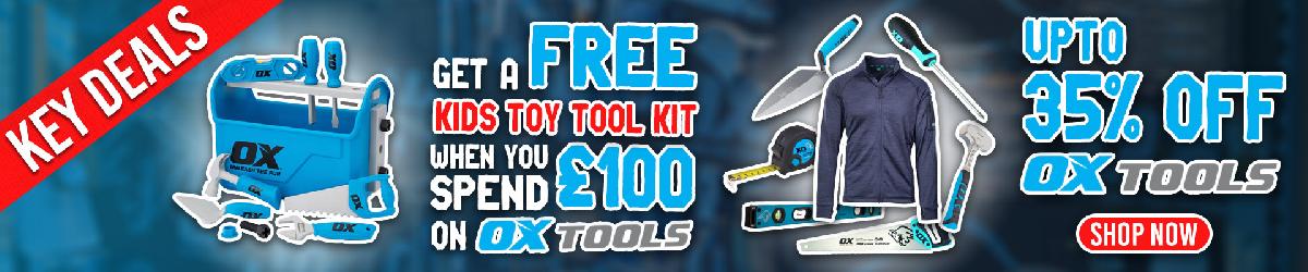 Key Deals Upto 35% Off OX Tools - Get a Free OX Kids Tool Kit When You Spend £100